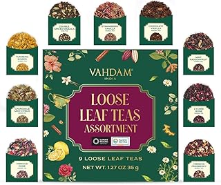 VAHDAM Top 9 Exotic Loose Leaf Tea Sampler (18+ cups) | Floral & Fruity Blends with Delicious Taste | Hot & Iced | Perfect for Gifting & Regular Consumption