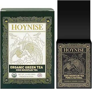 HOYNISE - Organic Green Tea Loose Leaf - Rich in Antioxidants - High Elevation Grown - Fresh & Smooth Flavor - Enjoy Hot or Iced,100g/3.5oz