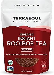 Terrasoul Superfoods Organic Instant Rooibos Tea, 3.5oz – Naturally Caffeine-Free Herbal Tea, USDA Organic & Antioxidant-Rich