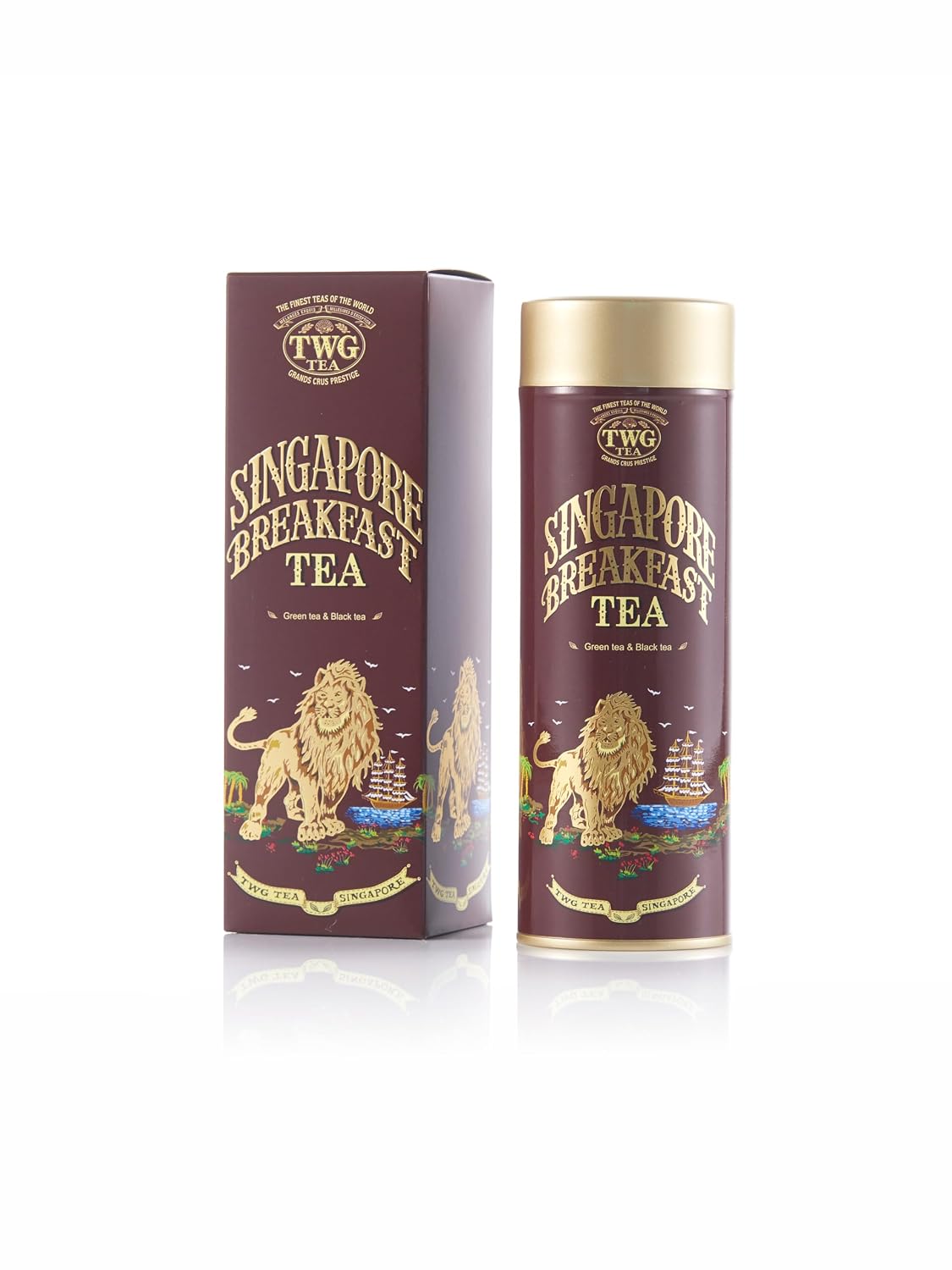 TWG Tea, Singapore Breakfast Tea, Black Tea & Green Tea, Vanilla & Spices, Haute Couture Tin, 100g, Gift Set
