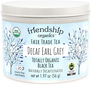 Friendship Organics Decaf Earl Grey Tea Bags, Organic and Fair Trade 20 Count