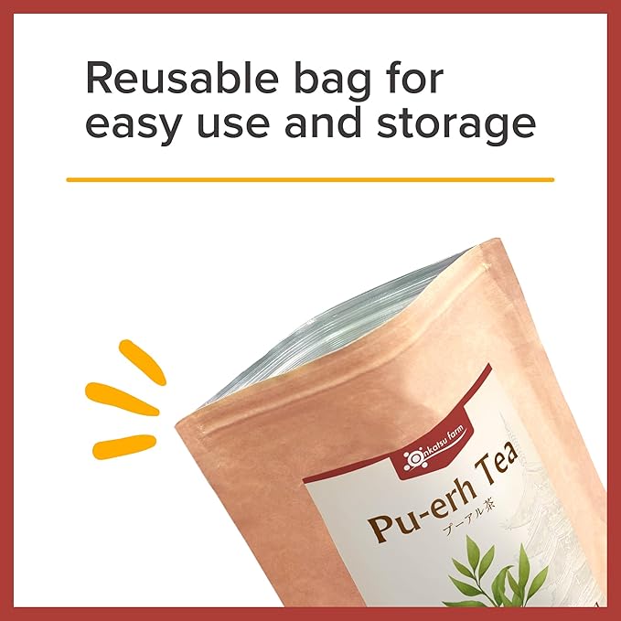 Onkatsu Farm Pu-erh (Pu'er) Japanese Black Premium Tea Bags, Deep Toasty Flavor, Hot or Iced, 25 Total Tea Bags