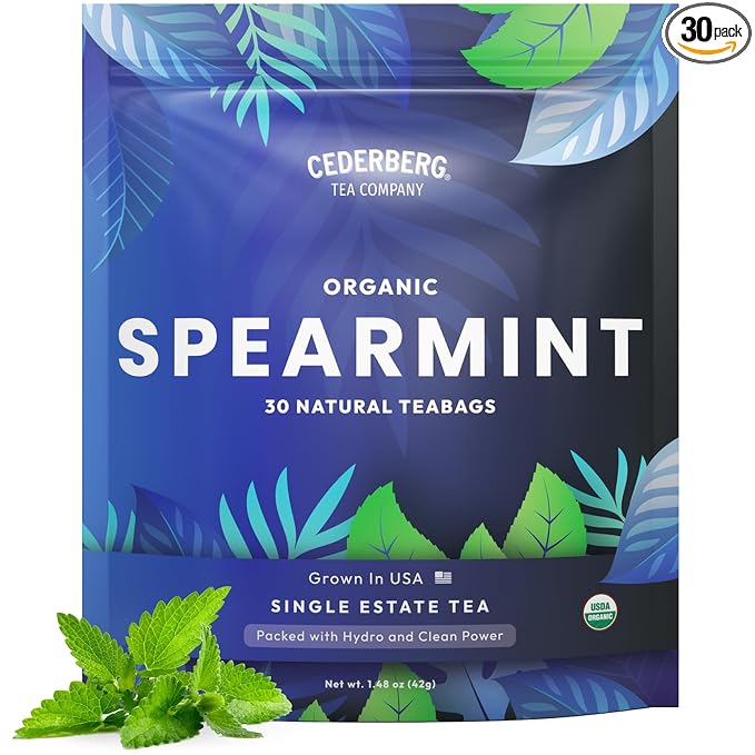 Cederberg Tea Company Organic Spearmint Tea — 30 Tea Bags, Organic Herbal Tea From Single Origin, Eco-Friendly Tea Bags