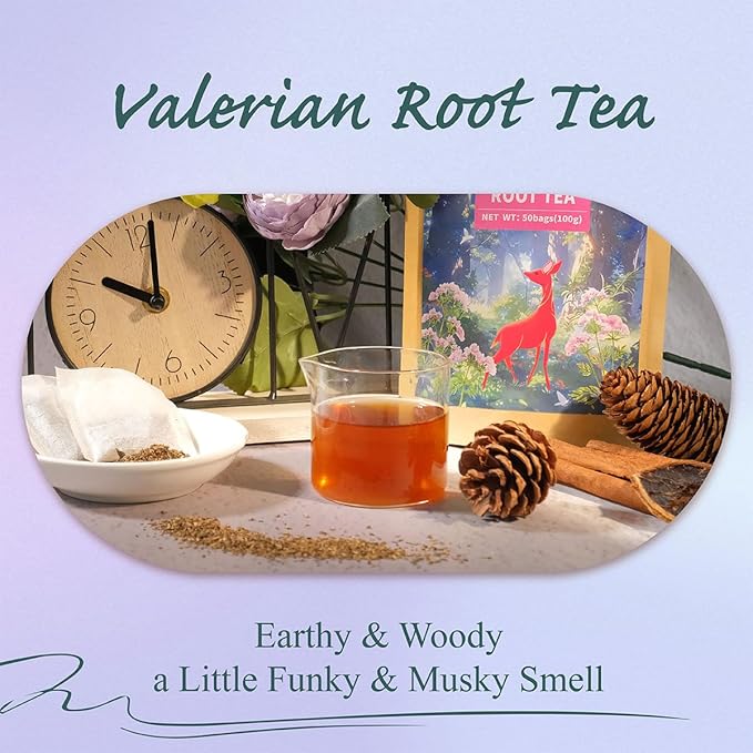 WT Weetee Valerian Root Tea Bags, 50 Count – Pure Valeriana, Earthy/Woody, Caffeine-Free