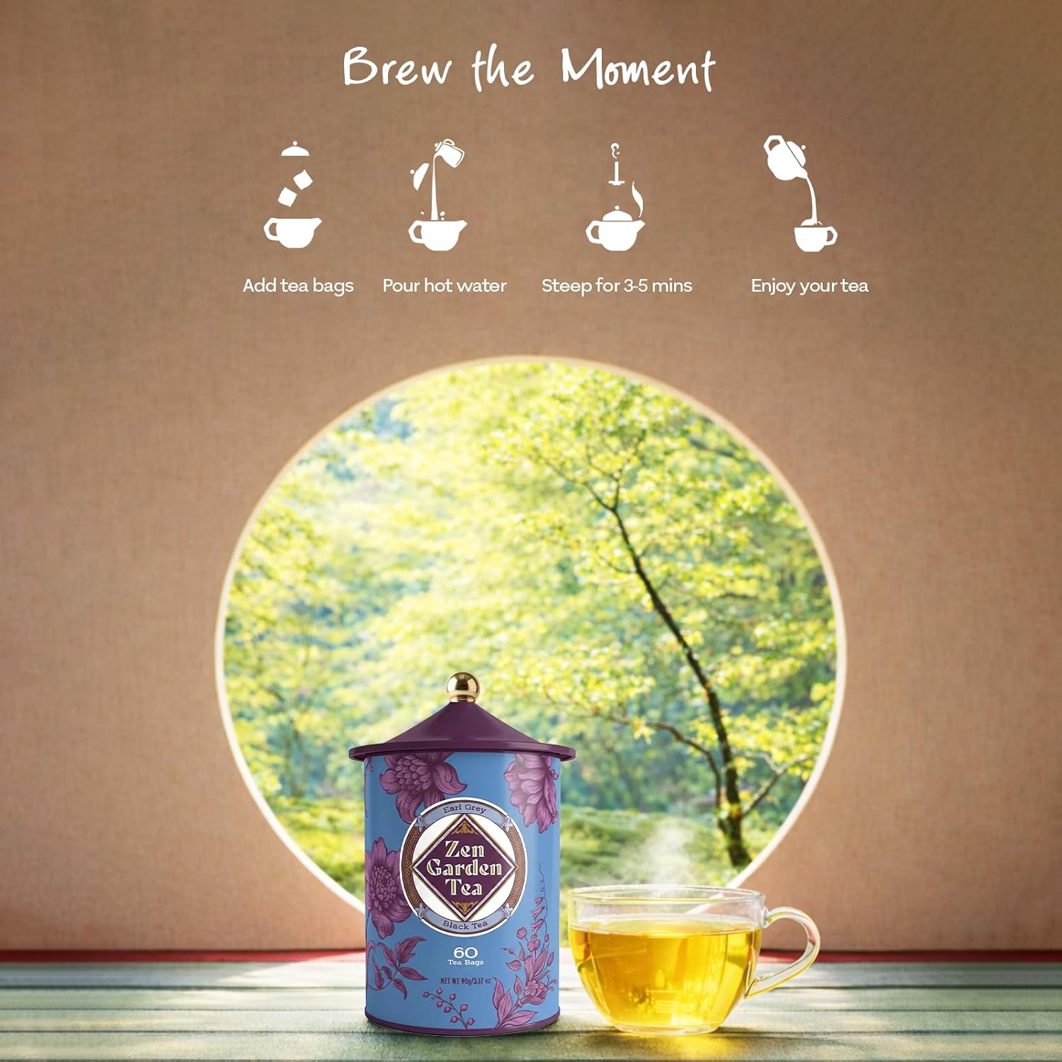 Life Plus Style Gourmet Zen Garden Earl Grey Black Tea Bergamot Herbal Black Caffeinated Hot or Iced Natural 60 Tea Bags