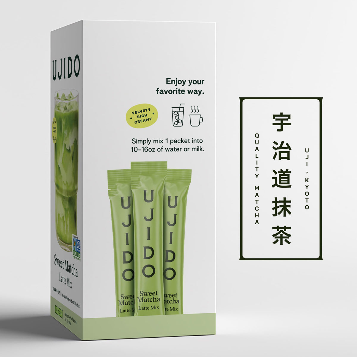 Ujido The Path of Zen Ujido Matcha Green Tea Powder - Sweetened with Japanese Monk Fruit - Sugar Free (20g x 10 packets)