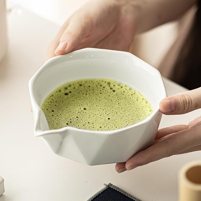Matcha Whisk Set Black, 8 Pcs Matcha Set with Bowl (Chawan)/Whisk/Holder & Accessories, Matcha Kit for Ceremony, Traditional Tea Set for Making Latte