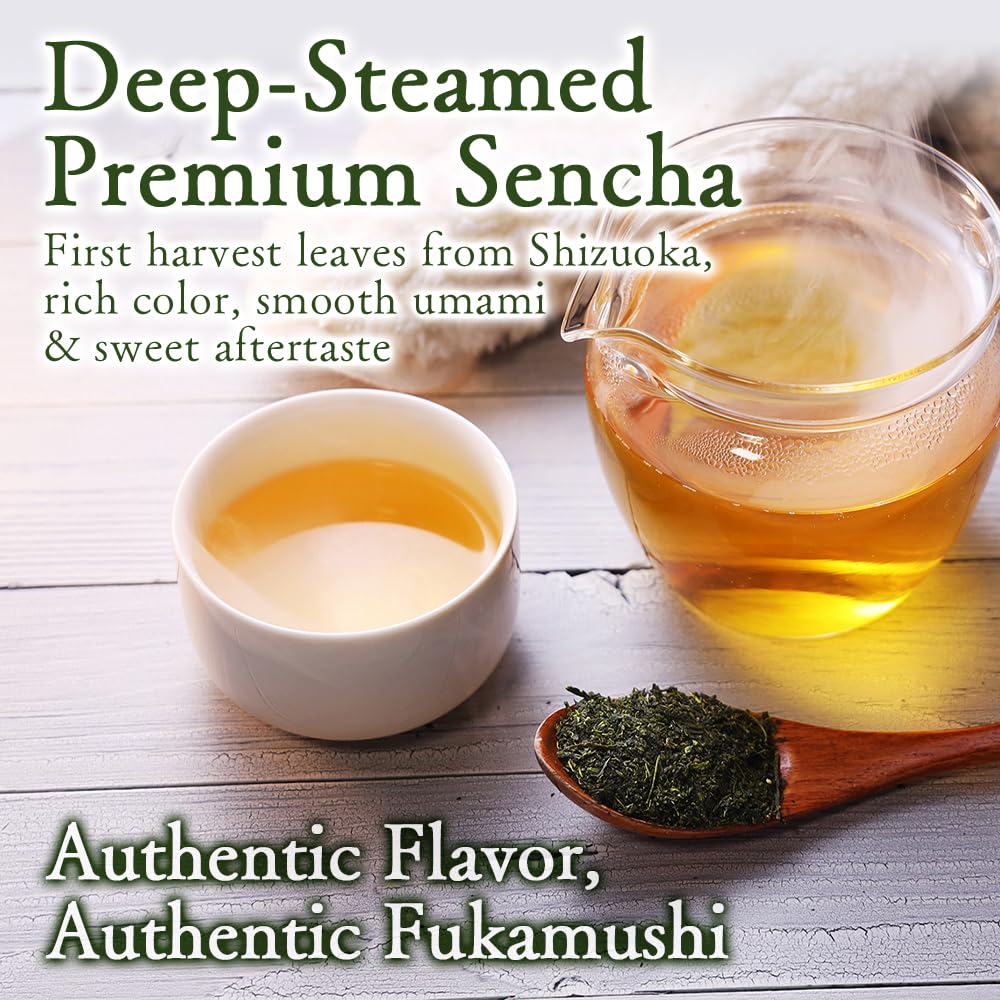 TOMOSAN Sencha Green Tea Loose Leaf, Deep Steamed Japanese Tea from Shizuoka, Japan, Rich Umami, Premium Sencha Tea, 80g Bag