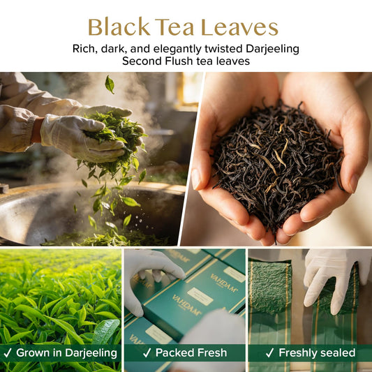 VAHDAM Darjeeling Tea Loose Leaf(12oz|170+ Cups) Quality Black Tea Leaves | Mature &amp; Robust Flavor | Caffeinated, Non GMO Gluten Free | Packed &amp; Shipped Direct From Source in India | Vacuum Sealed