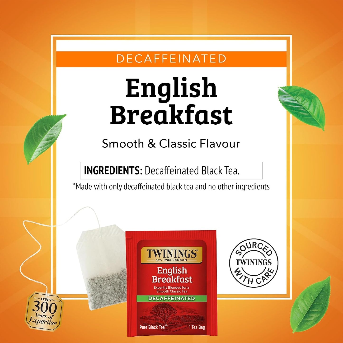 Twinings Decaffeinated English Breakfast Black Tea Bags, 20 CT Box (6 Pack) | A Classic, Robust &amp; Smooth, Full Flavour Without the Caffeine, 120 Foil Lined Individually Wrapped Bags, Enjoy Hot or Iced