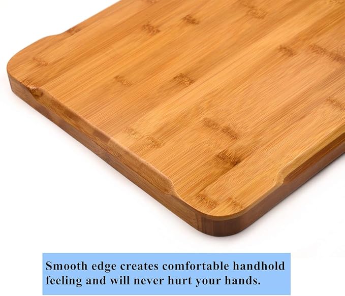 Bamber Large Bamboo Serving Tray Decorative Coffee Tea Platter 18 x 13 x 1.2 Inches