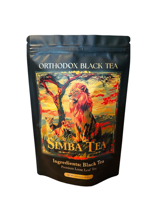 Simba TEA, Natural Premium Kenyan Orthodox Loose Leaf Black Tea, Resealable Bag, Caffeine, 4oz