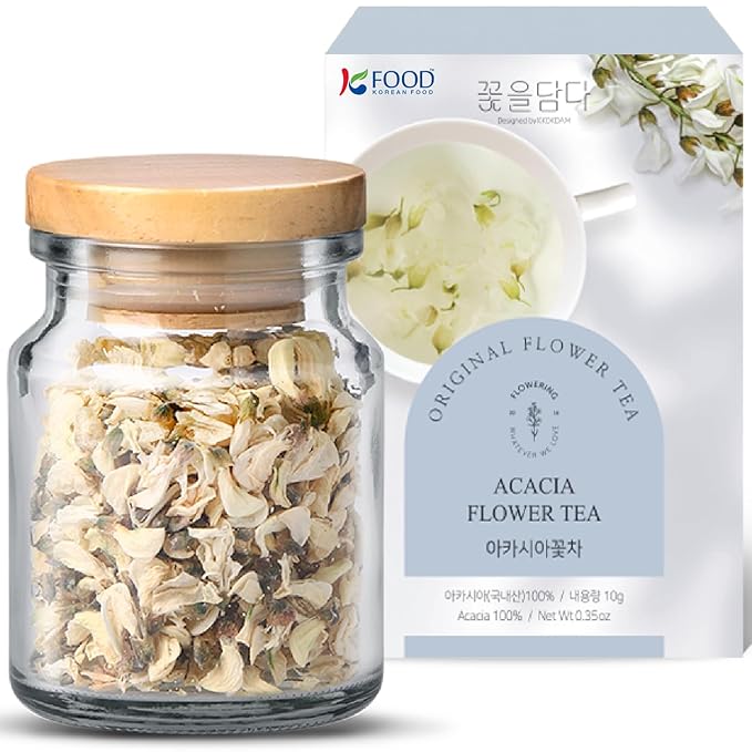 Korean Food, Kkokdam Original Acacia Flower Tea, Decaf Floral Blend, Fully Natural Flowers, No Caffeine, Sugar Free, Zero Calories, Made in Korea, 10g