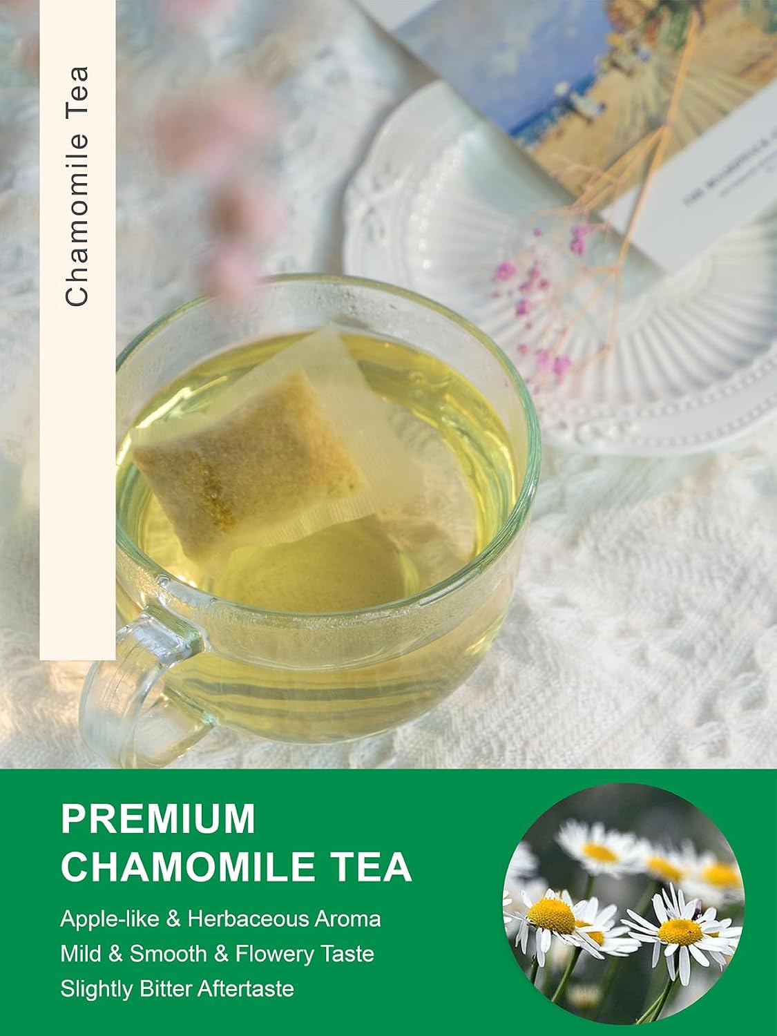 TeeLux Chamomile Tea Bags, Chamomile Flowers, Mild &amp; Smooth Taste, 100 ct | Natural Chamomile Flower Tea, Subtle Floral Notes, Caffeine Free, Hot or Iced