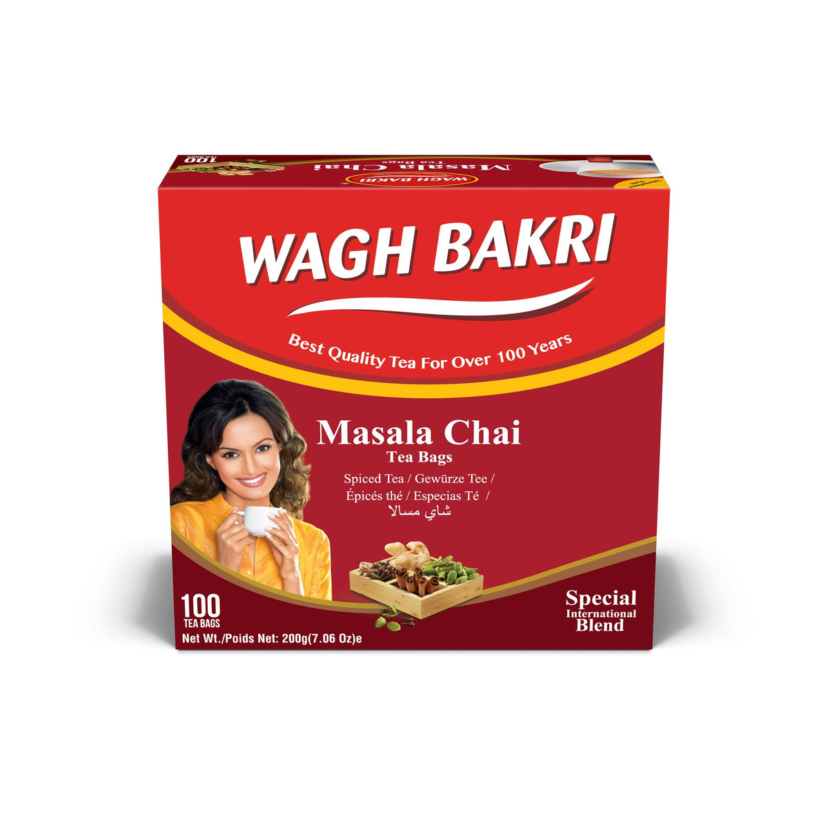 Wagh Bakri Chai Tea Bags, 100 Tea bags of Special International Blend, 200 grams