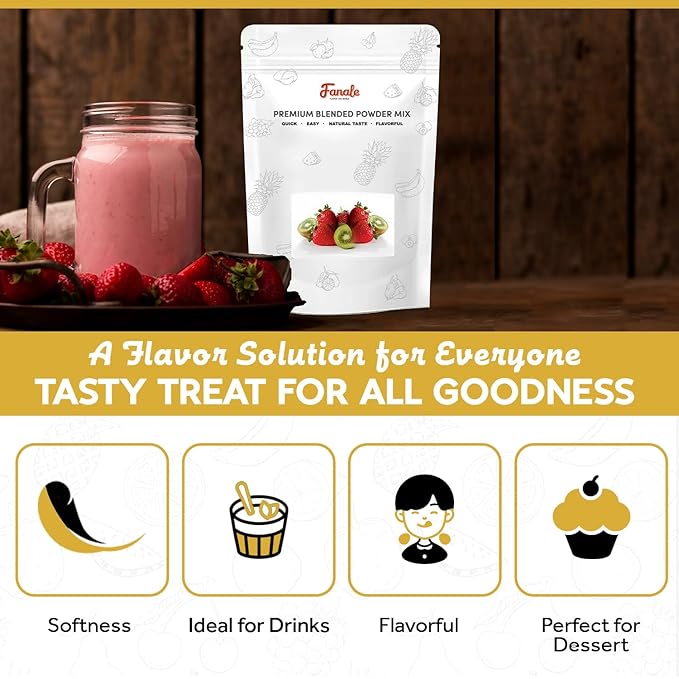 Fanale Premium Strawberry Bubble Tea Flavoring Powder, Perfect for Baking, Smoothies, Desserts and Drinks