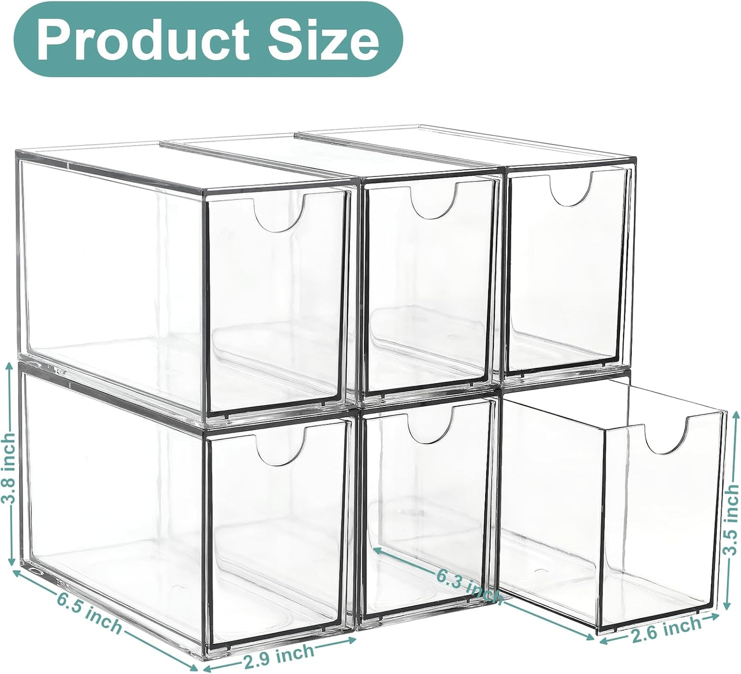 LANLISA Acrylic 6 Pack Tea Bag Organizer and Storage | Tea Bag Holder Organizer, Plastic Tea Drawer Container, For Cabinet