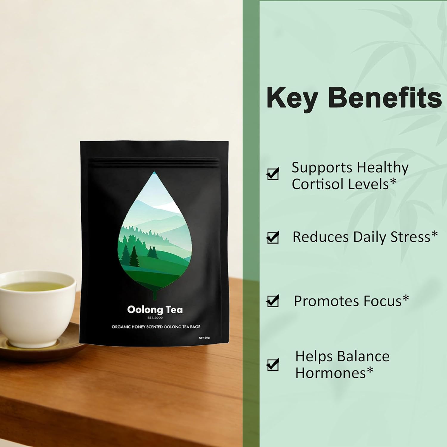 Pipi Oolong Tea Whole Leaf Tea Bags - 20 Bags Cortisol Balancing Calming for Stress Relief, Digestion and Metabolism, Rich in Antioxidants, Vegan and Non-GMO(1bags)