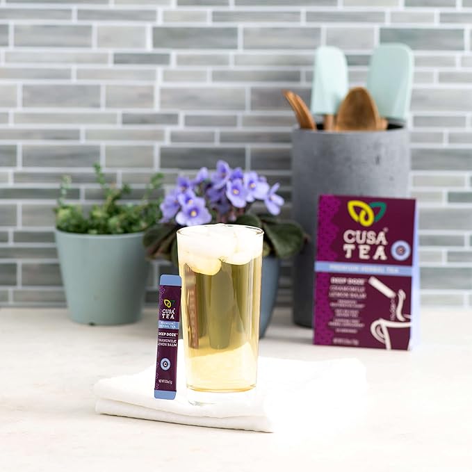 Cusa Tea & Coffee | Deep Doze Herbal Tea | Premium Caffeine Free Instant Tea | Hot & Iced Tea with No Added Sugar (30 Single Servings)