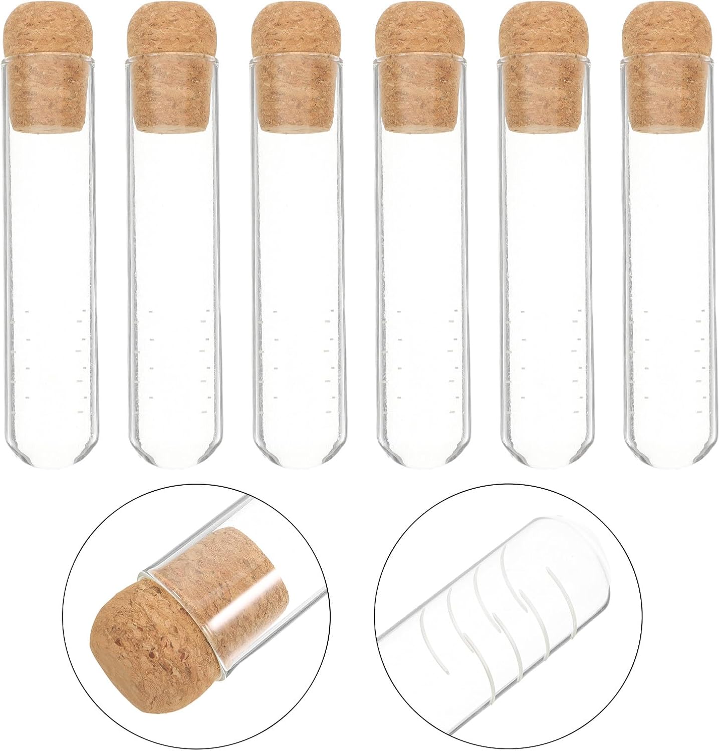 6pcs Glass Tea Infuser Tubes with Cork Stoppers Borosilicate Glass Strainers for Loose Leaf Tea Brewing at Home Or Office