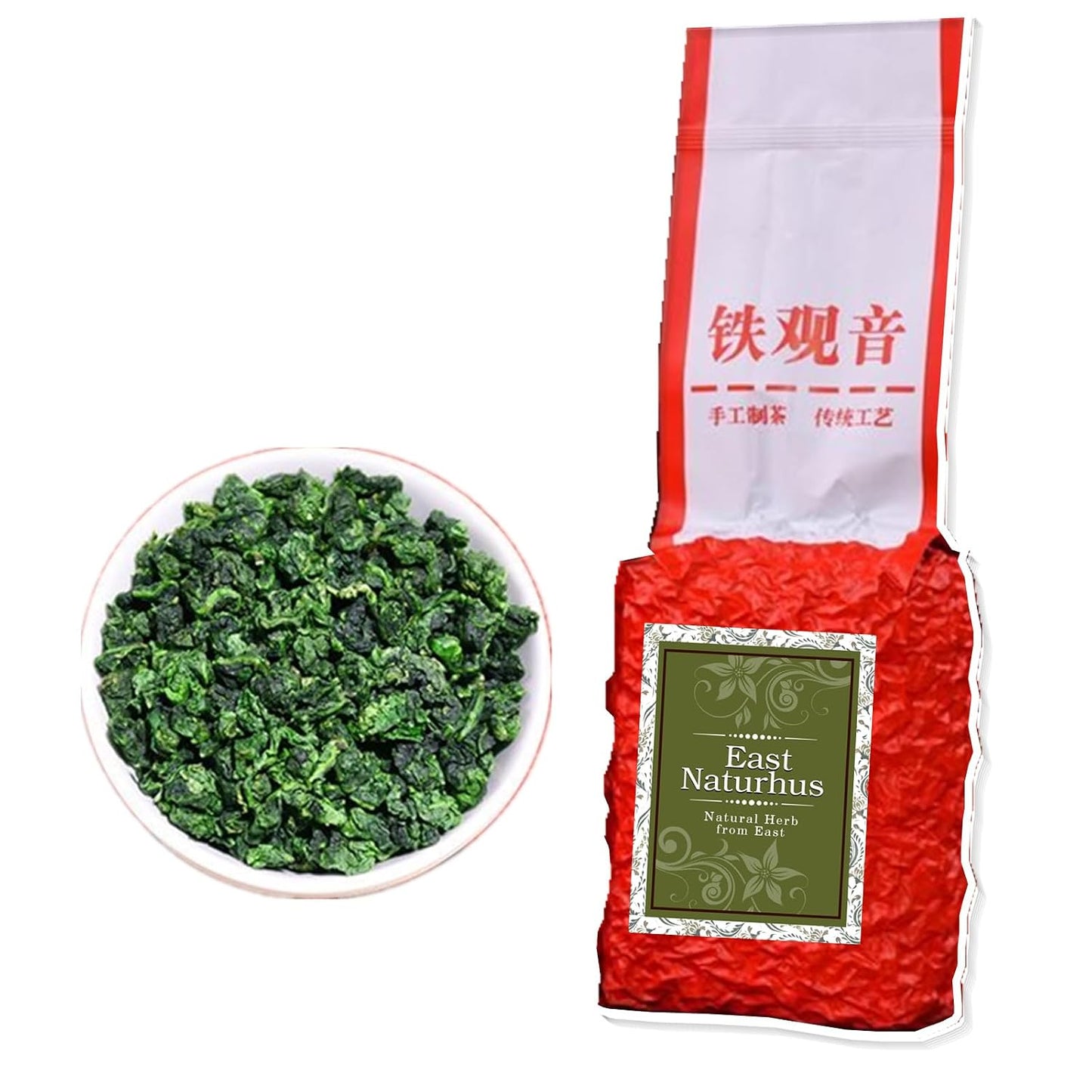 East Naturhus Tie Guan Yin Oolong Tea Loose Leaf – Premium Chinese Anxi Tea, Fragrant Floral Aroma, Smooth &amp; Refreshing Flavor – Natural Oolong Tea from Fujian, China 铁观音乌龙茶 (750g (26.4oz))