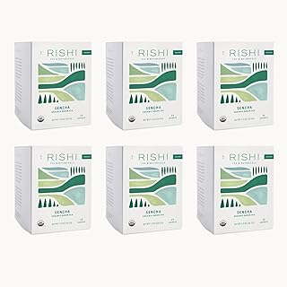 Rishi Tea Sencha Green Tea - Organic Sachet Bags, Caffeinated Japanese Green Tea, Enjoy Hot or Iced - 15 Count (Pack of 6)
