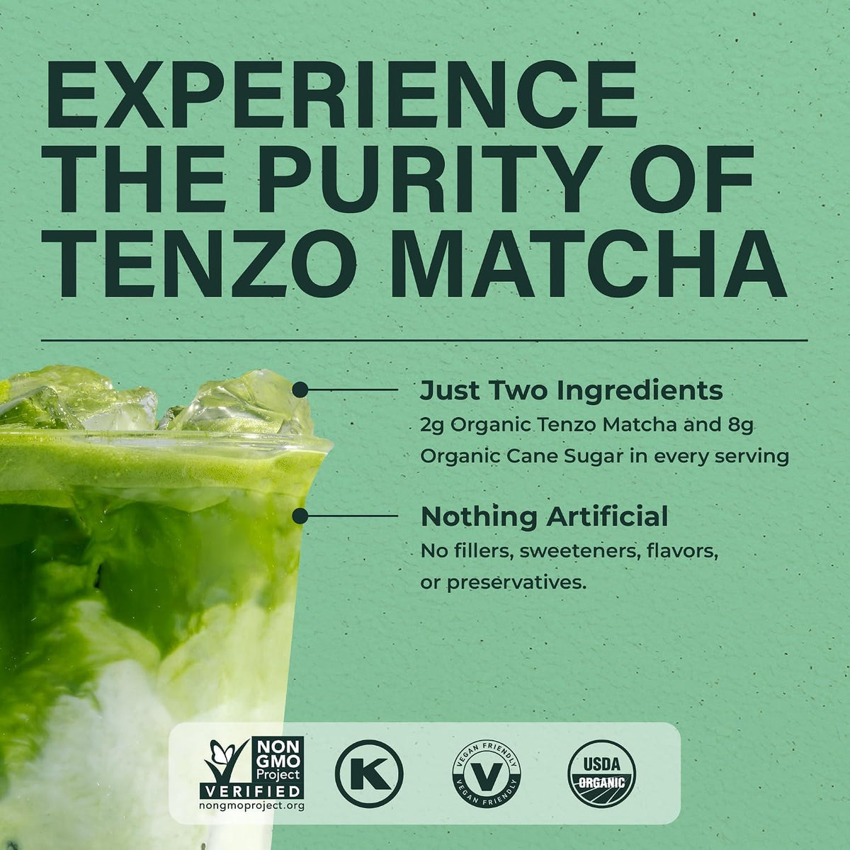 Tenzo Matcha Green Tea Powder, Organic Cafe Sweetened Matcha Latte Green Tea Powder, Ceremonial Barista Crafted Mix - Kosher - Authentically Japanese - Matcha Latte Mix (35.27 Ounce)