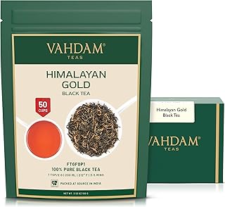 VAHDAM, Himalayan Gold Black Tea (50 Cups/3.53oz) Pure Black Tea Leaves With GOLDEN TIPS | Robust, Rich & Flavory Loose Tea | Unblended Single Origin Black Loose Leaf Tea | Vacuum Sealed Pack