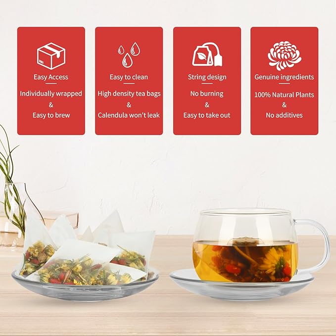 Chrysanthemum Cassia Seeds Tea Bags(160g, 8gX20Bags), Honeysuckle, Chinese wolf-berry, Sweet-scented Osmanthus