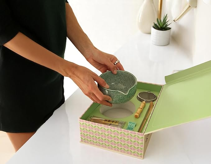 Whisk Set – 6-Piece Matcha Bowl & Bamboo Whisk Kit with Bowl, Scoop, Sifter, Ceramic Chasen Holder & Premium Gift Box | Cute Japanese Matcha Ceremony Tea Set for Making Breakfast & Latte