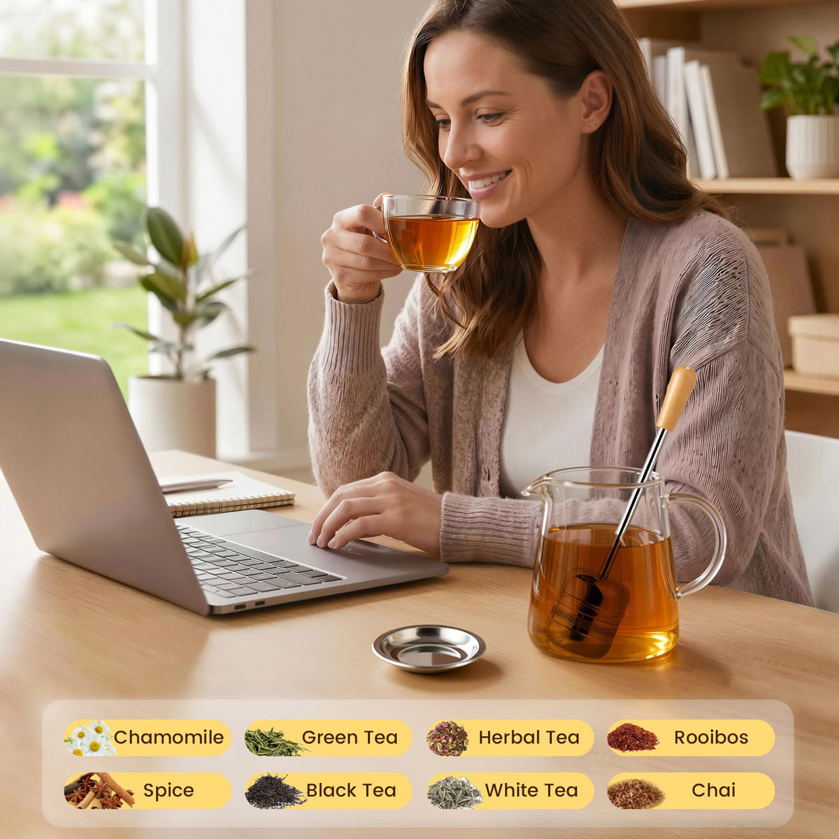 ZPUFAW 2Packs of Tea Infuser for Loose Leaf Tea, Long Handle 18/8 Stainless Steel Tea Scoop Infuser Fine Mesh Tea Strainers