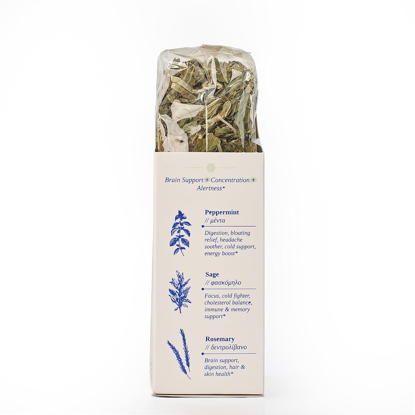 FOCUS Tea | ORGANIC Loose Herbal Tea for Concentration &amp; Alertness | Sage, Peppermint, Rosemary | 100% Organic, Caffeine Free, Natural, Earthy Flavor | 30G (1.1OZ)