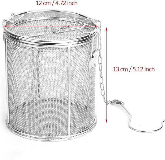 Aunmas Stainless Steel Tea Ball Strainer and Filter, 4.7 Inch Infusion Basket for Loose Leaf Tea, Soup Seasonings, Broth with Hook,12 x 13cm