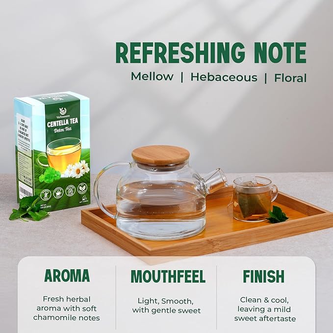 VieTreasures Detox Tea – 2.8oz (40 Tea Bags) | Gotu Kola, Corn Silk, Chamomile, Stevia | Caffeine-Free, No Added Sugar, Mild Sweet Flavor Herbal Infusion | Assist With Water Retention & Digestion