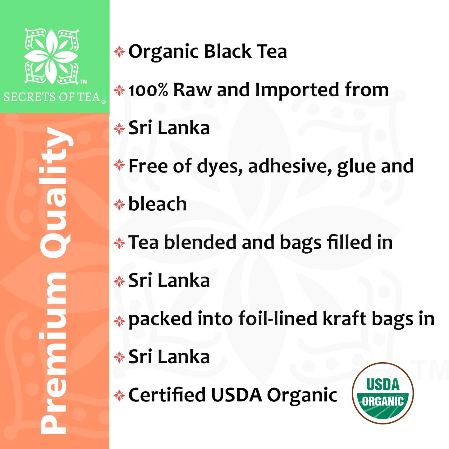 Secrets of Tea English Breakfast Ceylon Black Tea, 100 Ct