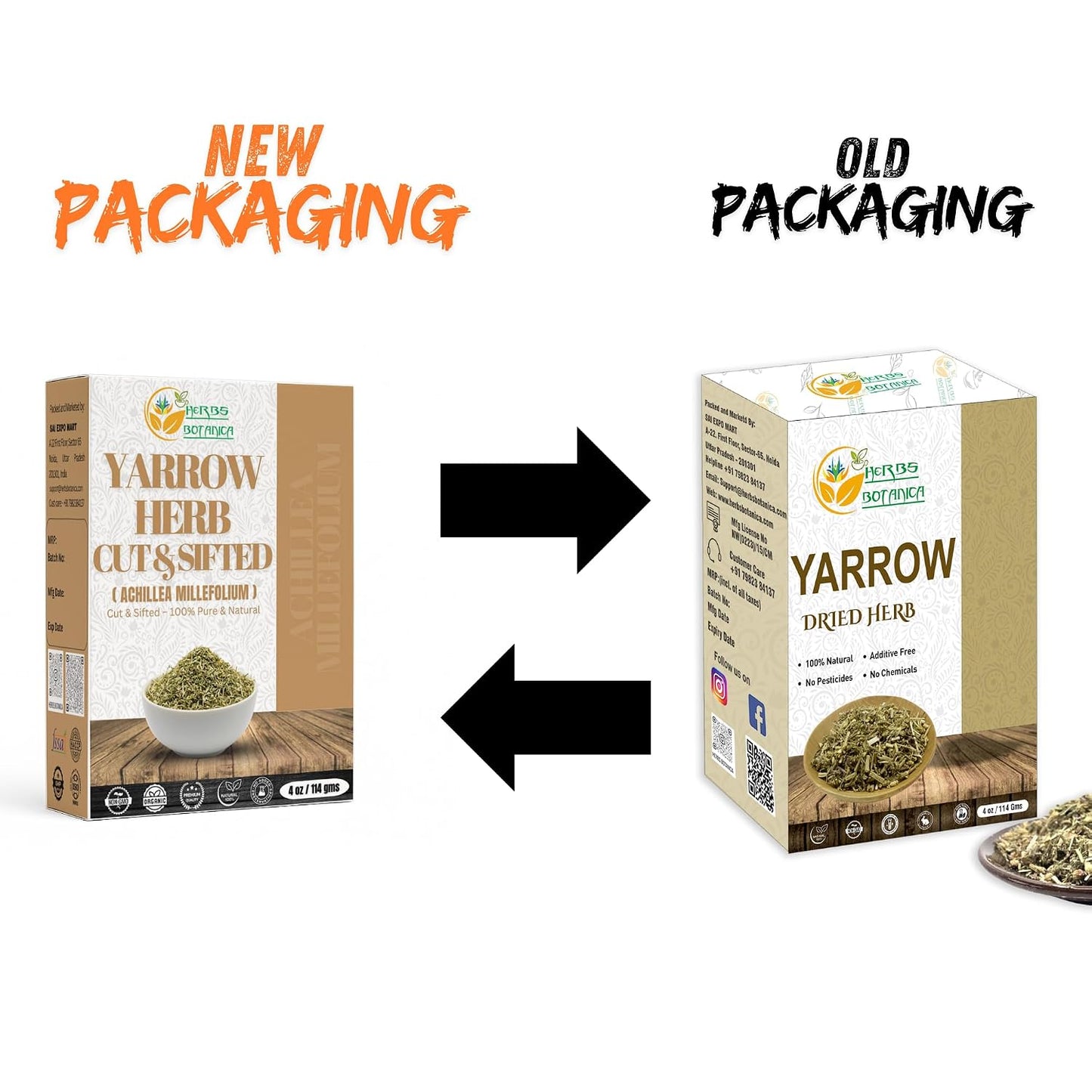 Herbs Botanica Yarrow Herb 100% Natural Dried Yarrow Flowers &amp; Leaves for Tea, Tinctures, &amp; Herbal Preparations – Premium Bulk Herbs for DIY Use – 4 oz Pack