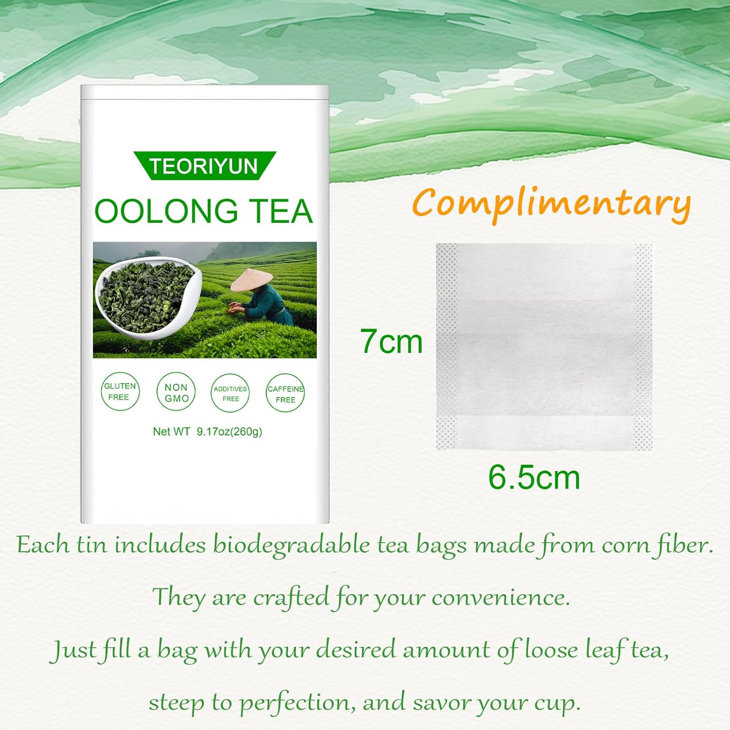 Organic Oolong Tea, Smooth Taste, Low Caffeine, Hot and Cold Brew (Oolong(9.17 oz / 260g))