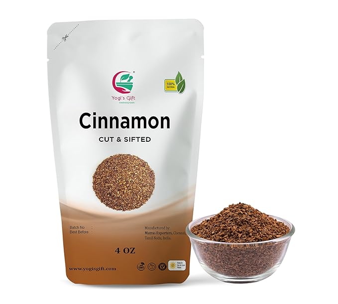 Crushed Cinnamon Bark 4 oz, Cinnamon Stick Pieces/Chips For Tea, Cooking, Rich Aroma and Great Flavour, Premium Grade Product by Yogi's Gift®