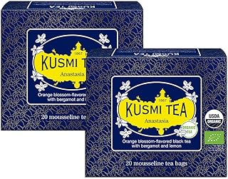 Kusmi Tea - Pack of 2 Boxes of Tea Bags - Anastasia - Organic Black Tea with Bergamot & Lemon - Flavored with Orange Blossom - Caffeinated Tea - Inspired by the Iconic Earl Grey Tea - 2x20 Tea Bags