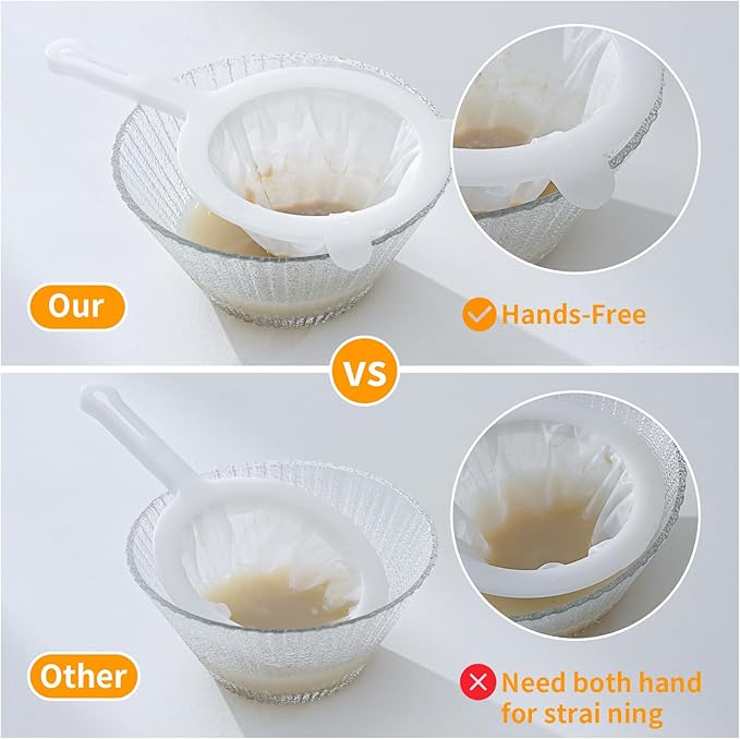Premium Multi-Mesh Strainer Set, 4 Pack - 100/200/300/400 Mesh, Nylon & Plastic Fine Mesh Sieve for Tea, Coffe, Nut Milk, Juice, Broth, Smoothies