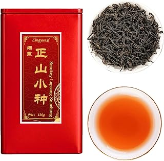 Lingyunxi Smoky Lapsang Souchong Tea Black Tea Loose Leaf Wuyi Mountain Chinese Tea| Pine Smoke&Longan Aroma Mellow Taste| No Bitter| Picked in Spring| Fully Fermented Tea 4.23oz/120g 正山小种 红茶 烟熏正山小种