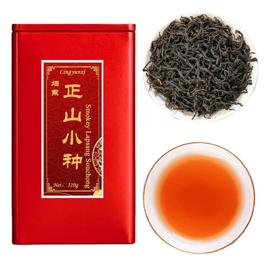 Lingyunxi Smoky Lapsang Souchong Tea Black Tea Loose Leaf Wuyi Mountain Chinese Tea| Pine Smoke&amp;Longan Aroma Mellow Taste| No Bitter| Picked in Spring| Fully Fermented Tea 4.23oz/120g 正山小种 红茶 烟熏正山小种
