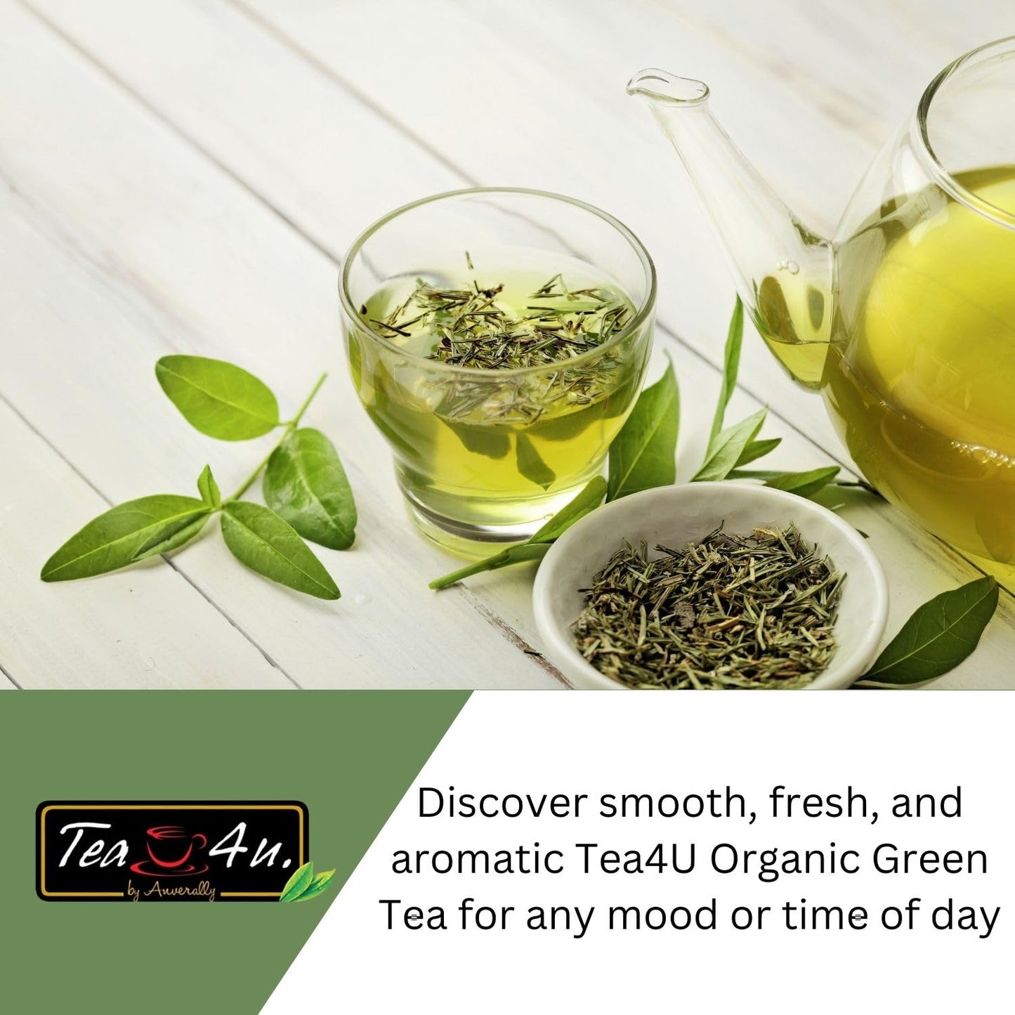 Tea4U Organic Green Tea, Ceylon TeaBags - Handpicked Leaves from the Finest Tea Estates and Expertly Blended - 25 Count