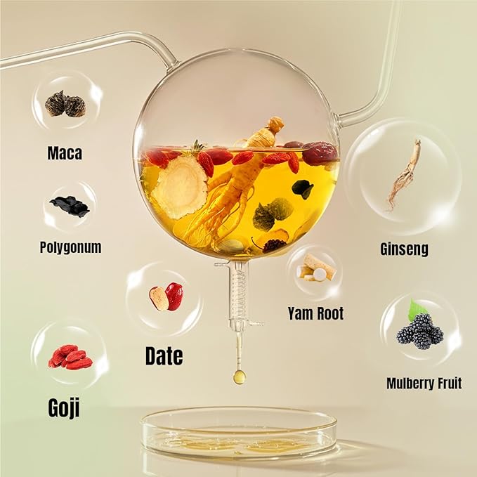 (30 Bags)Premium Ginseng & Maca Root Herbal Tea - POWERFUL KIDNEY TEA | kidney cleanse detox & repair，Natural Blend with Wolfberry & Red Dates — Enhanced Herbal Blend for Daily Strength, Natural Vitality