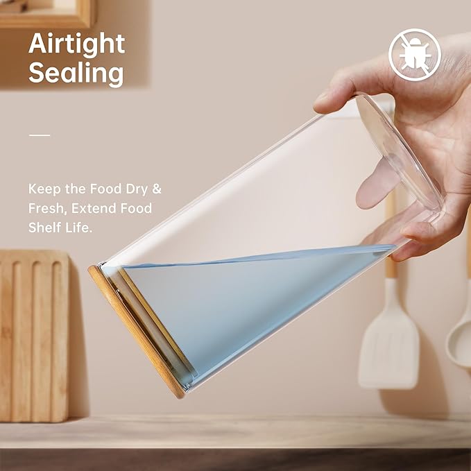 27oz - 4 Pack Square Glass Jars with Bamboo Lids, Glass Food Storage Containers with Airtight Lids for Kitchen