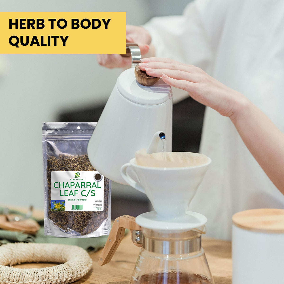 Herb To Body Chaparral Herb Leaf Cut & Sifted - 4oz, Larrea Tridentata for Herbal Tea, Chaparral Tea, Tinctures, Extracts
