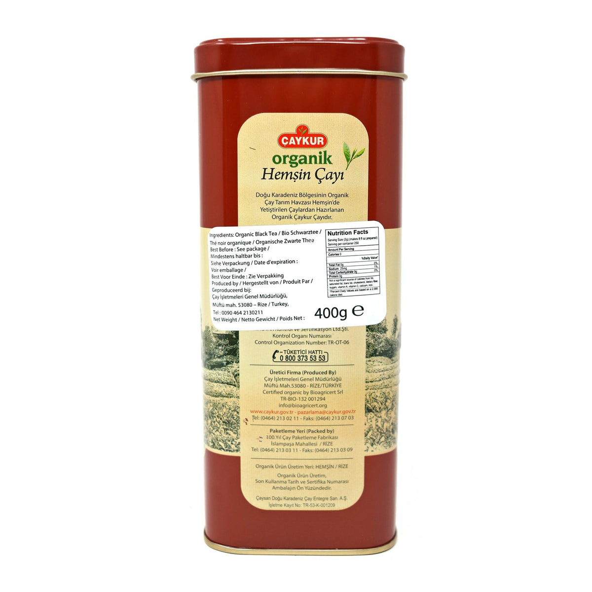 ÇAYKUR Organic Hemsin Black Tea, Premium Certified Turkish Loose Leaf Tea, Natural, Additive-Free, Grown in the Hemsin