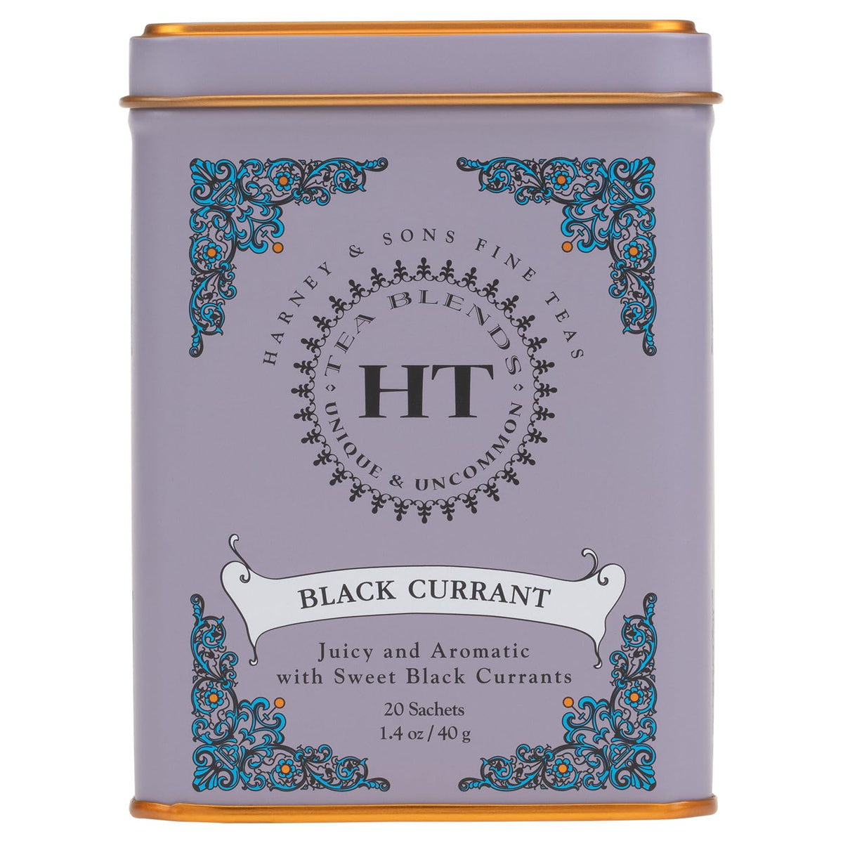 Harney & Sons Caffeinated Tea Tin Sachets, Black Currant, 20 Count