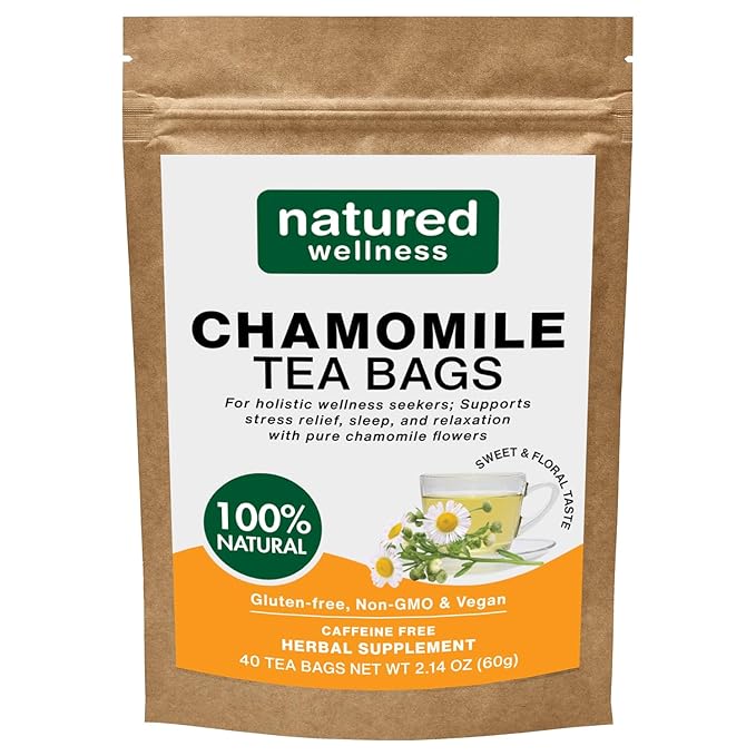 Natured Wellness Chamomile Tea Bags (Te De Manzanilla) – Herbal Tea to Support Stress Relief, Sleep, and Relaxation – with Pure Chamomile Flowers