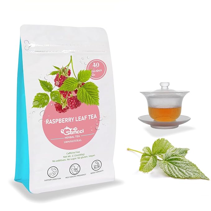 Samcci - Raspberry Leaf Tea Bag, 40 Teabags - Natural Herbal Tea - Pure Red Raspberry Leaf Herbal Tea - Non-GMO - Caffeine-free